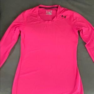 Under Armour Fitted Long Sleeve Pink Workout Shirt